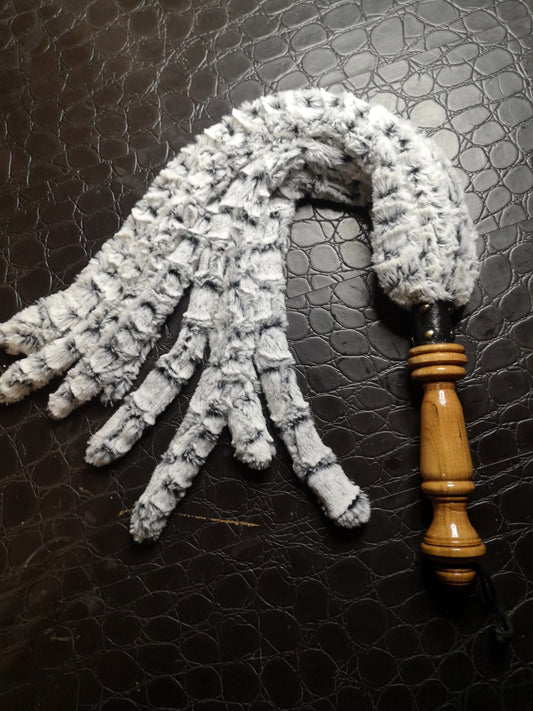 "Snow Leopard" weighted fluffy flogger