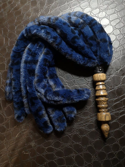 "Blue Leopard" weighted fluffy flogger