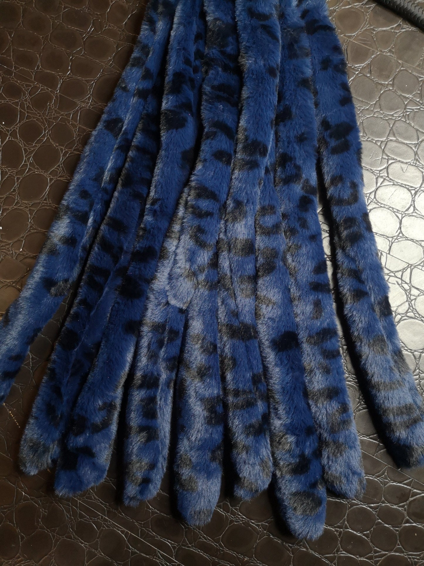 "Blue Leopard" weighted fluffy flogger
